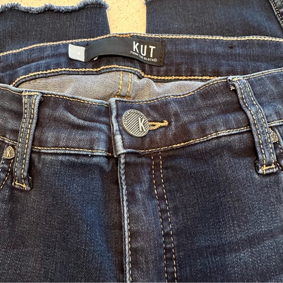 KUT From The Kloth Connie Ankle Skinny Jeans Frayed Hem Dark Blue Women’s Size 8 - Picture 10 of 15